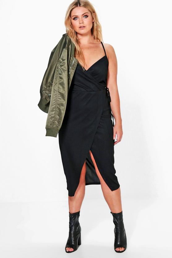 Plus Leah Ribbed Wrap Dress